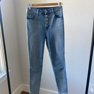 J Brand High waisted skinny light wash button fly jean size 26